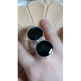 Sterling silver ring with natural onyx stone Double Dreaming