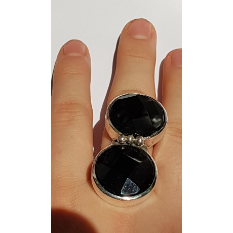 Sterling silver ring with natural onyx stone Double Dreaming, Bijuterii de argint lucrate manual, handmade