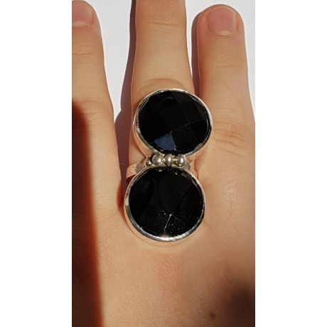 Sterling silver ring with natural onyx stone Double Dreaming, Bijuterii de argint lucrate manual, handmade