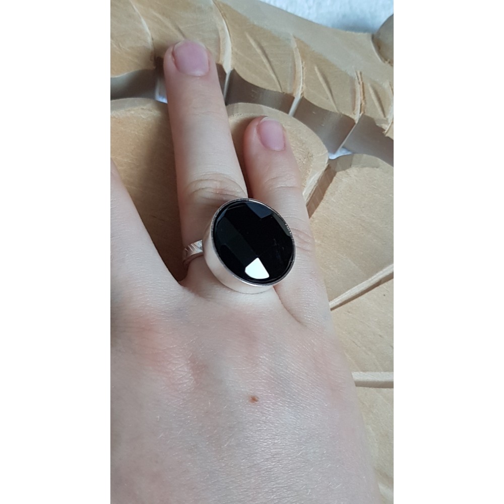 Sterling silver ring with natural onyx stone Excitability