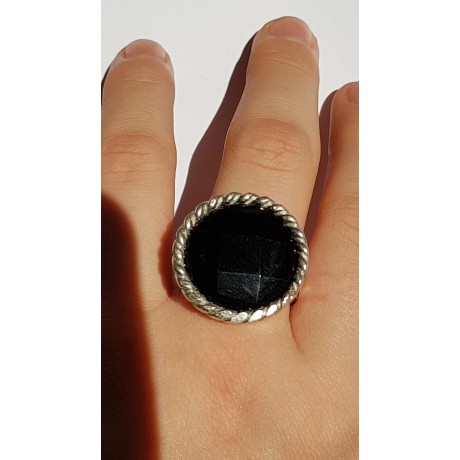 Sterling silver ring with natural onyx stone Black Shadows, Bijuterii de argint lucrate manual, handmade