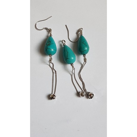 Sterling silver earrings Turqoise Bites, Bijuterii de argint lucrate manual, handmade