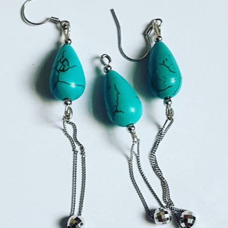 Sterling silver earrings Turqoise Bites, Bijuterii de argint lucrate manual, handmade
