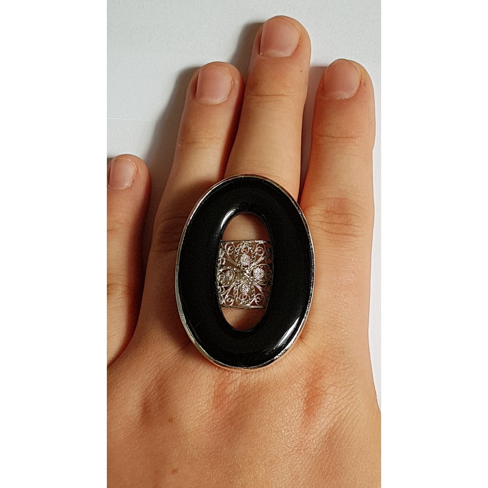 Sterling silver ring with natural agate stone Summer Cheekies