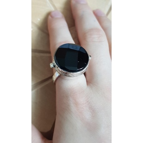 Sterling silver ring with natural onyx stone Black Erection, Bijuterii de argint lucrate manual, handmade