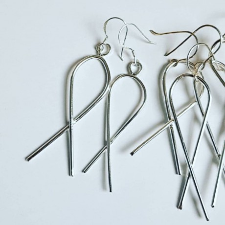 Sterling silver earrings Summer Twists, Bijuterii de argint lucrate manual, handmade