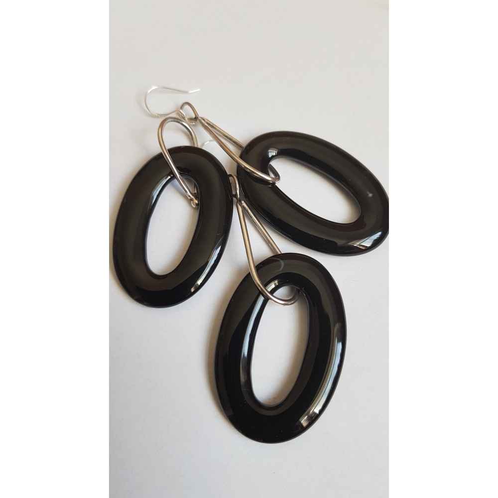 Sterling silver earrings with natural agate stones Intensity
