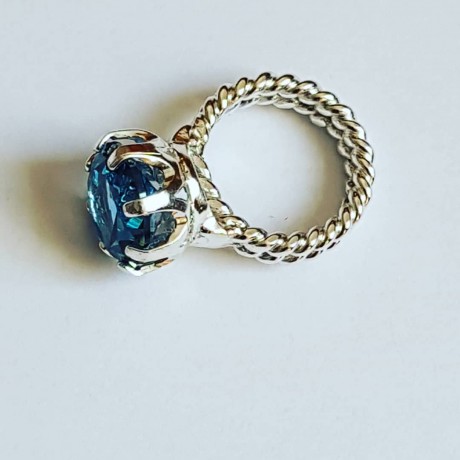 Sterling silver ring with aquamarine stone Summer Breeze, Bijuterii de argint lucrate manual, handmade