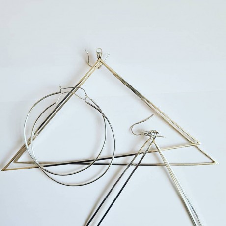 Ag925 Summer Triangling solid silver earrings, Bijuterii de argint lucrate manual, handmade