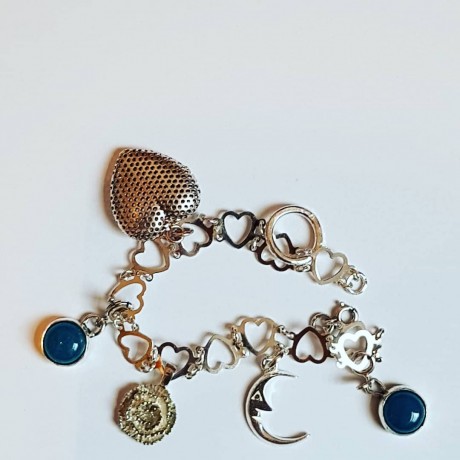Sterling silver bracelet with natural aquamarine stones Summer Nuggets, Bijuterii de argint lucrate manual, handmade