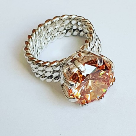 Massive Ag925 engagement ring with Asian citrus Love Tribulations, Bijuterii de argint lucrate manual, handmade