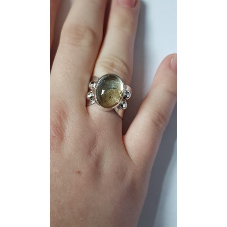 Sterling silver ring with natural citrine Vintage Honey, Bijuterii de argint lucrate manual, handmade