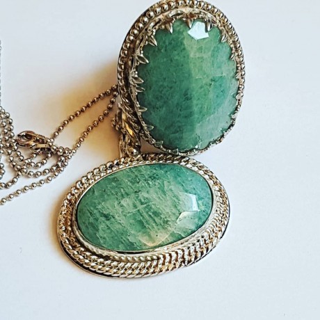 Sterling Silver pendant with natural aquamarine stone Green Parade, Bijuterii de argint lucrate manual, handmade