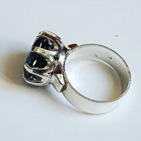Silver engagement ring Ag925 with black zirconia Love Strength, Bijuterii de argint lucrate manual, handmade