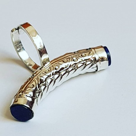 Sterling silver ring with natural lapislazuli Bluish Bloomin' Summer, Bijuterii de argint lucrate manual, handmade