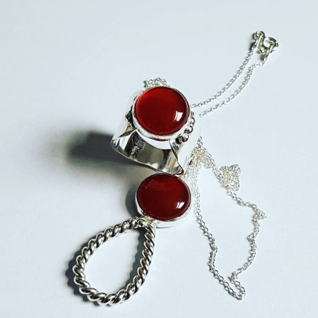 Sterling silver ring with natural carnelian & sterling necklace LoveMate, Bijuterii de argint lucrate manual, handmade