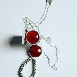 Sterling silver ring with natural carnelian & sterling necklace LoveMate