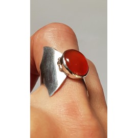 Sterling silver ring with natural carnelian Lady in Red, Bijuterii de argint lucrate manual, handmade