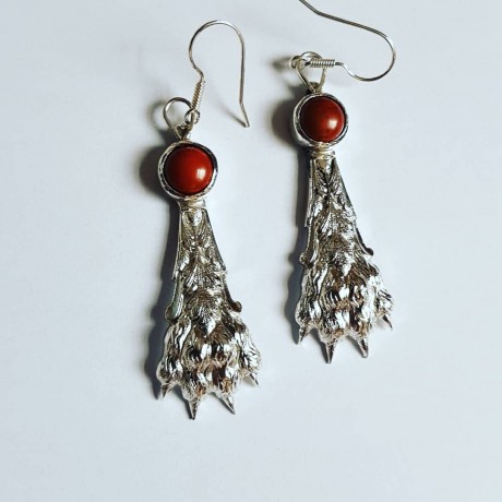 Sterling silver earrings with natural jasper stones Claw 's Wrath, Bijuterii de argint lucrate manual, handmade