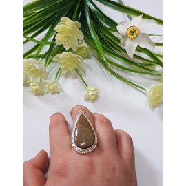 Sterling silver ring with natural fossil coral Genuine Feast 