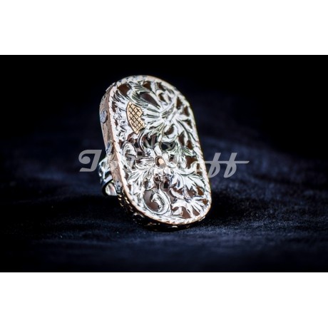 Silver and gold ring, Bijuterii de argint lucrate manual, handmade