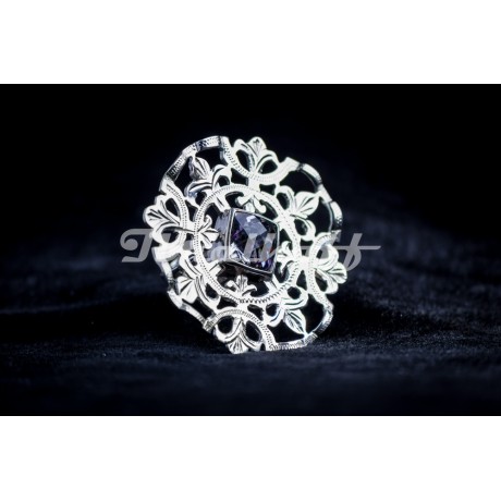 Siver ring with amethyst stone, Bijuterii de argint lucrate manual, handmade