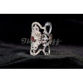 Silver sterling ring with red granate