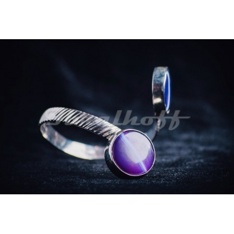 Sterling silver bracelet with purple agath stones, Bijuterii de argint lucrate manual, handmade