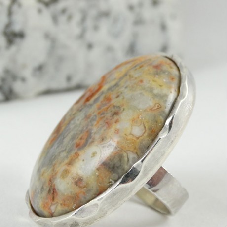 Large Sterling silver ring Streaks of Des(s)ert, Bijuterii de argint lucrate manual, handmade