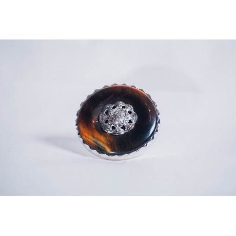 Sterling silver ring with tiger’s eye, Bijuterii de argint lucrate manual, handmade