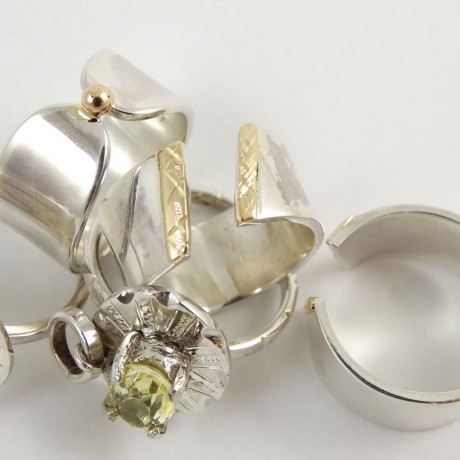 Sterling silver engagement ring with gold Young Blend, Bijuterii de argint lucrate manual, handmade