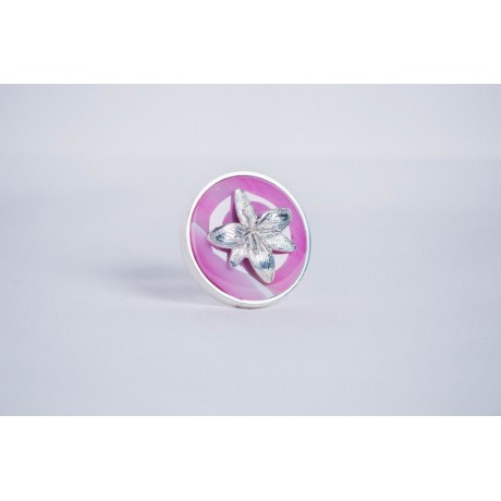 Sterling silver ring with pink agate, Bijuterii de argint lucrate manual, handmade