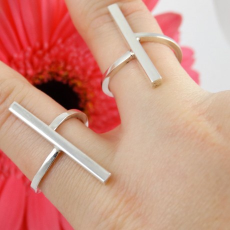 Set of two sporty trendy sterling rings, Bijuterii de argint lucrate manual, handmade