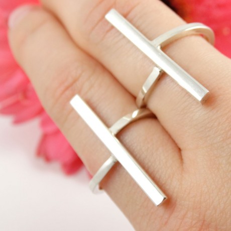 Set of two sporty trendy sterling rings, Bijuterii de argint lucrate manual, handmade