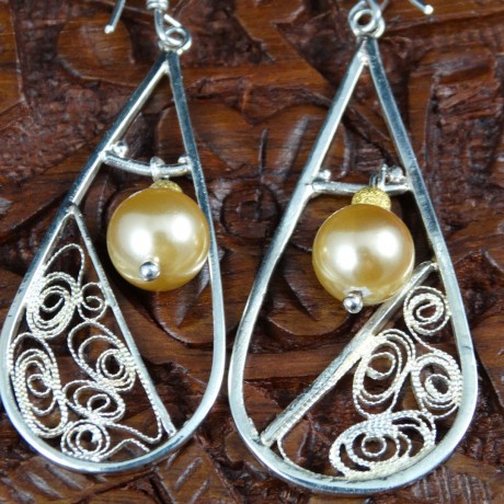 Unique sterling silver earrings with filigree E Pur Si Muove, Bijuterii de argint lucrate manual, handmade