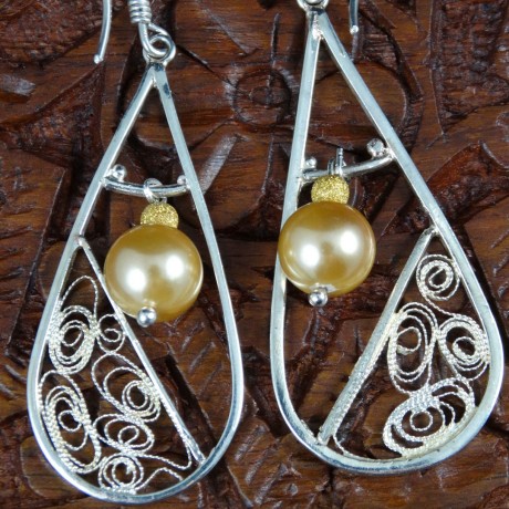 Unique sterling silver earrings with filigree E Pur Si Muove, Bijuterii de argint lucrate manual, handmade