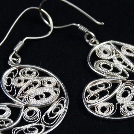 Sterling silver earrings Embryo with filigree, Bijuterii de argint lucrate manual, handmade