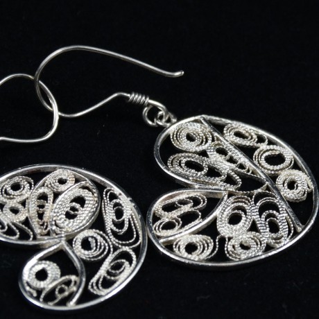 Sterling silver earrings Embryo with filigree, Bijuterii de argint lucrate manual, handmade