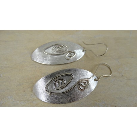 Sterling silver earrings Feathers Lara, Bijuterii de argint lucrate manual, handmade