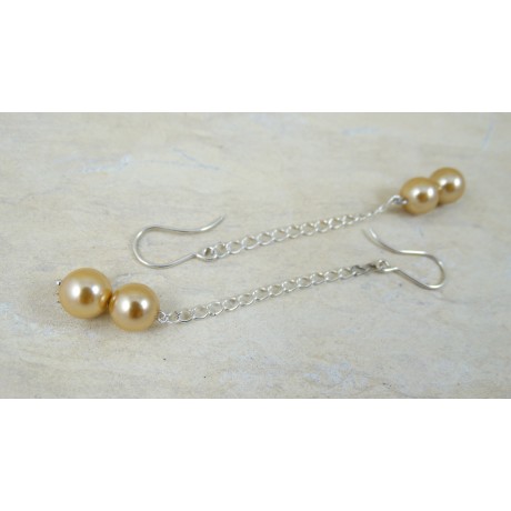 Sterling silver earrings Little Pearls, Bijuterii de argint lucrate manual, handmade