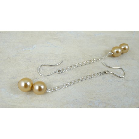 Sterling silver earrings Little Pearls, Bijuterii de argint lucrate manual, handmade