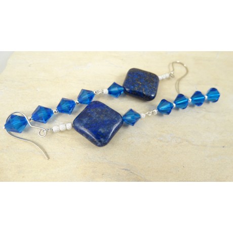 Sterling silver earrings BLUE ARENA, Bijuterii de argint lucrate manual, handmade