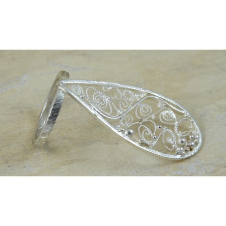 Sterling silver ring with filigree SORCERESS, Bijuterii de argint lucrate manual, handmade