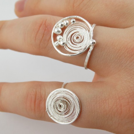 Sterling silver rings with filigree Skinny, Bijuterii de argint lucrate manual, handmade