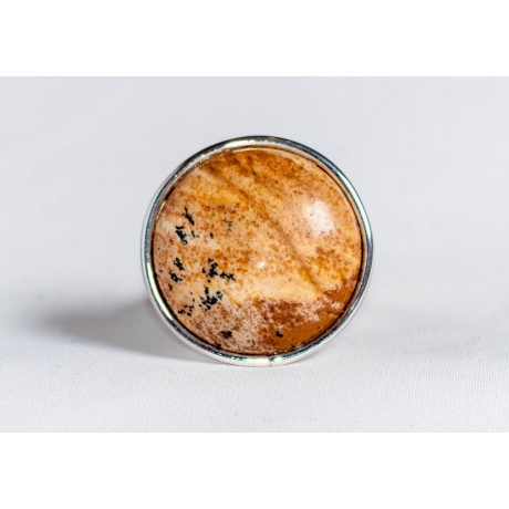 Large sterling silver ring with picture jasper stone, handmade & handcrafted, design by Ibralhoff, Bijuterii de argint lucrate manual, handmade