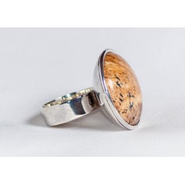 Large sterling silver ring with picture jasper stone, handmade & handcrafted, design by Ibralhoff