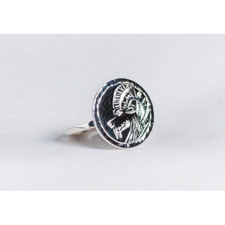 Sterling silver ring with engraved zoomorphic symbol, handmade & handcrafted, design by Ibralhoff, Bijuterii de argint lucrate manual, handmade