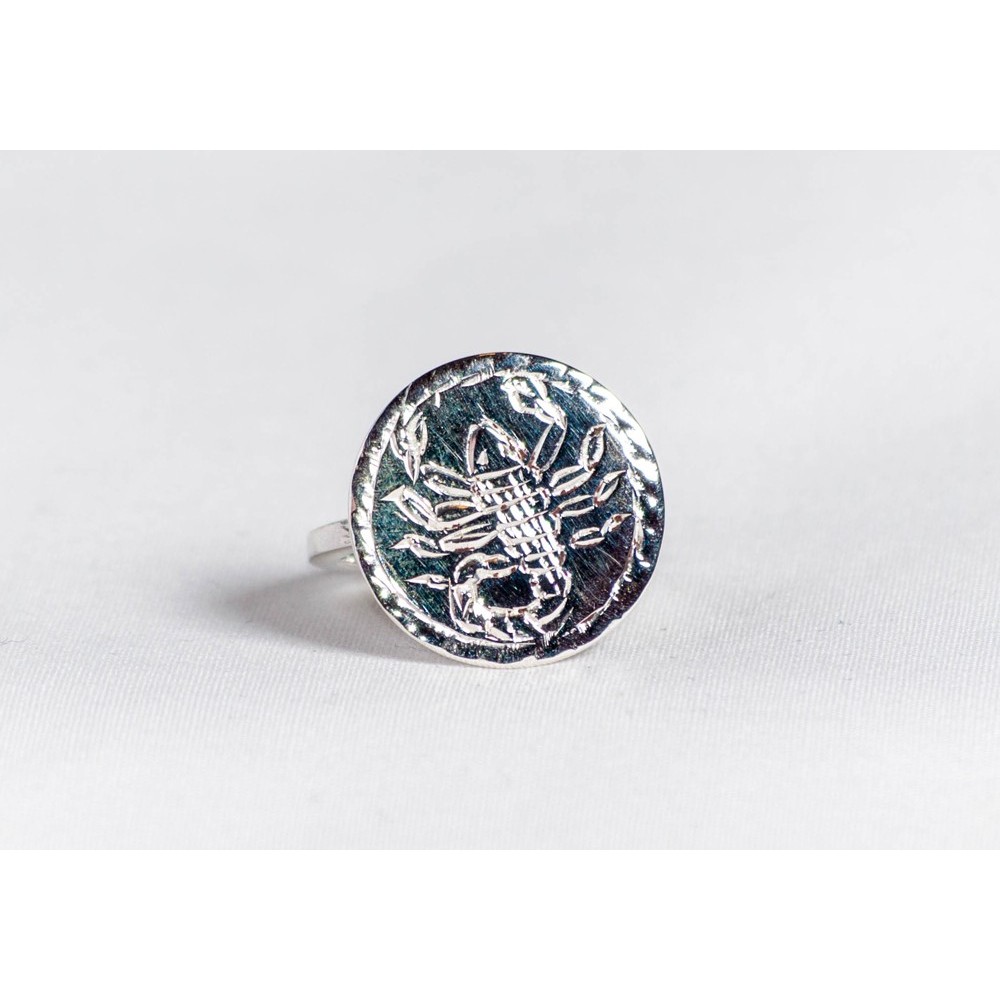 Sterling silver ring with symbol engraved, handmade & handcrafted, design by Ibrahoff