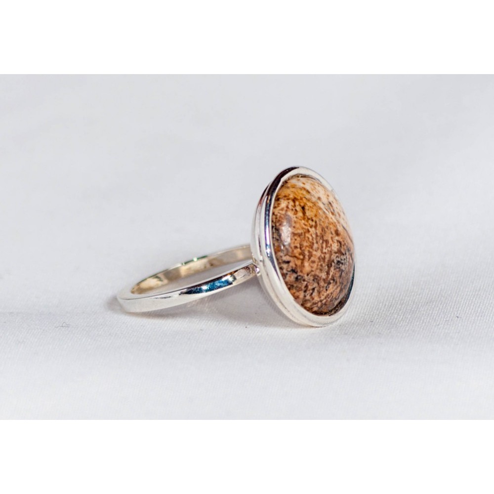Sterling silver ring with picture jasper, handmade & handcrafted, design by Ibralhoff