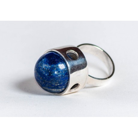 Large sterling silver ring with lapis lazuli, handmade & handcrafted, design by Ibralhoff, Bijuterii de argint lucrate manual, handmade